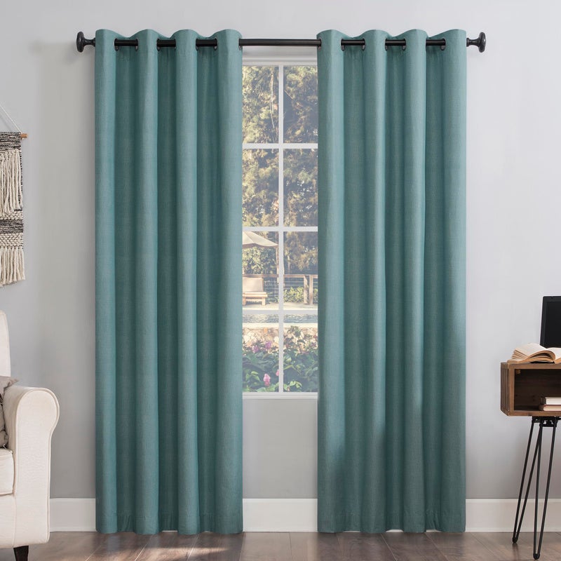 Sun Zero Columbia 2-Pack Thermal Energy Saving 100% Blackout Grommet Curtain Panel Pair, 50" x 84", Misty Blue - Image 1